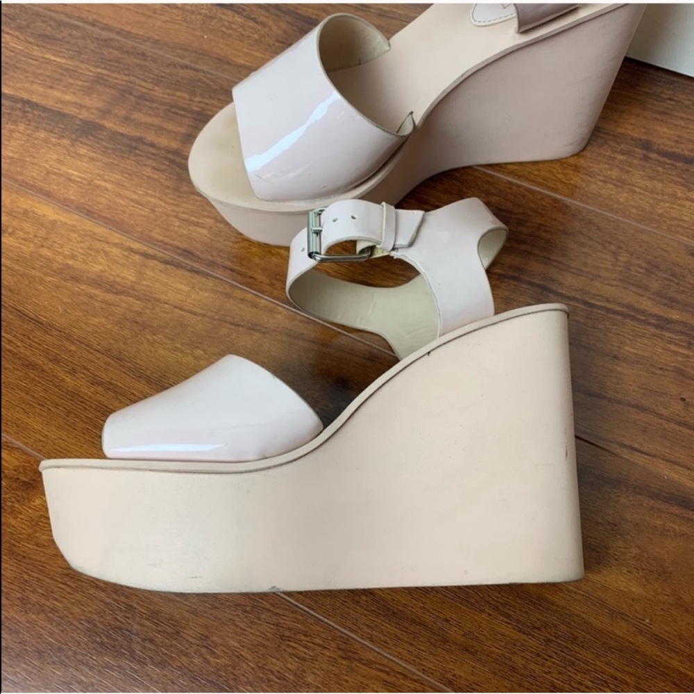 TOPSHOP Nude Patent Wedges size 7.5 - Picture 4 of 8